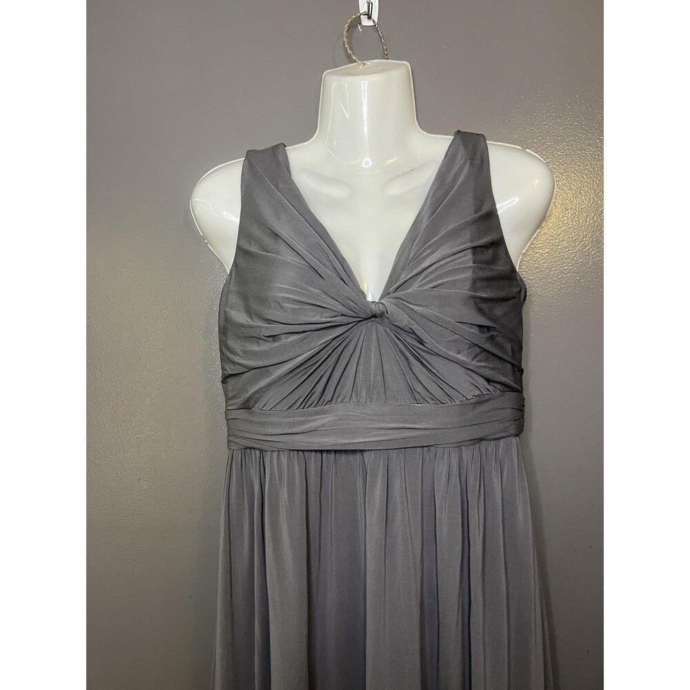 J. Crew Dress Womens 8 Gray Chiffon V Neck Pleated Maxi Formal Gown Bridesmaid